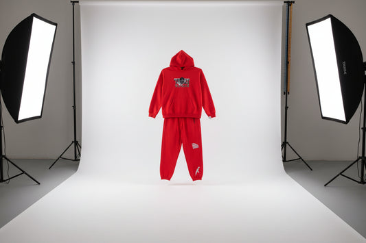 Red trust no one track suit