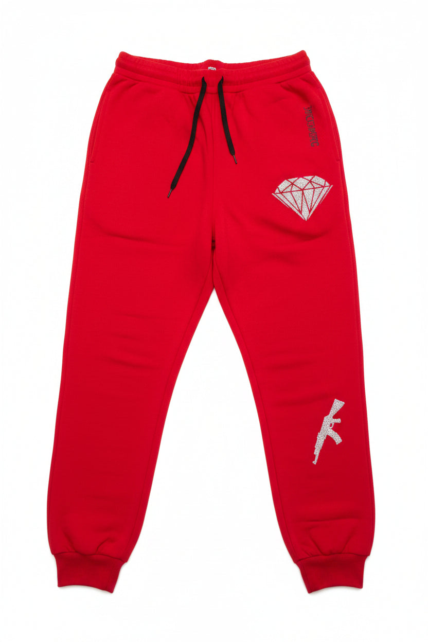 Red trust no one track suit